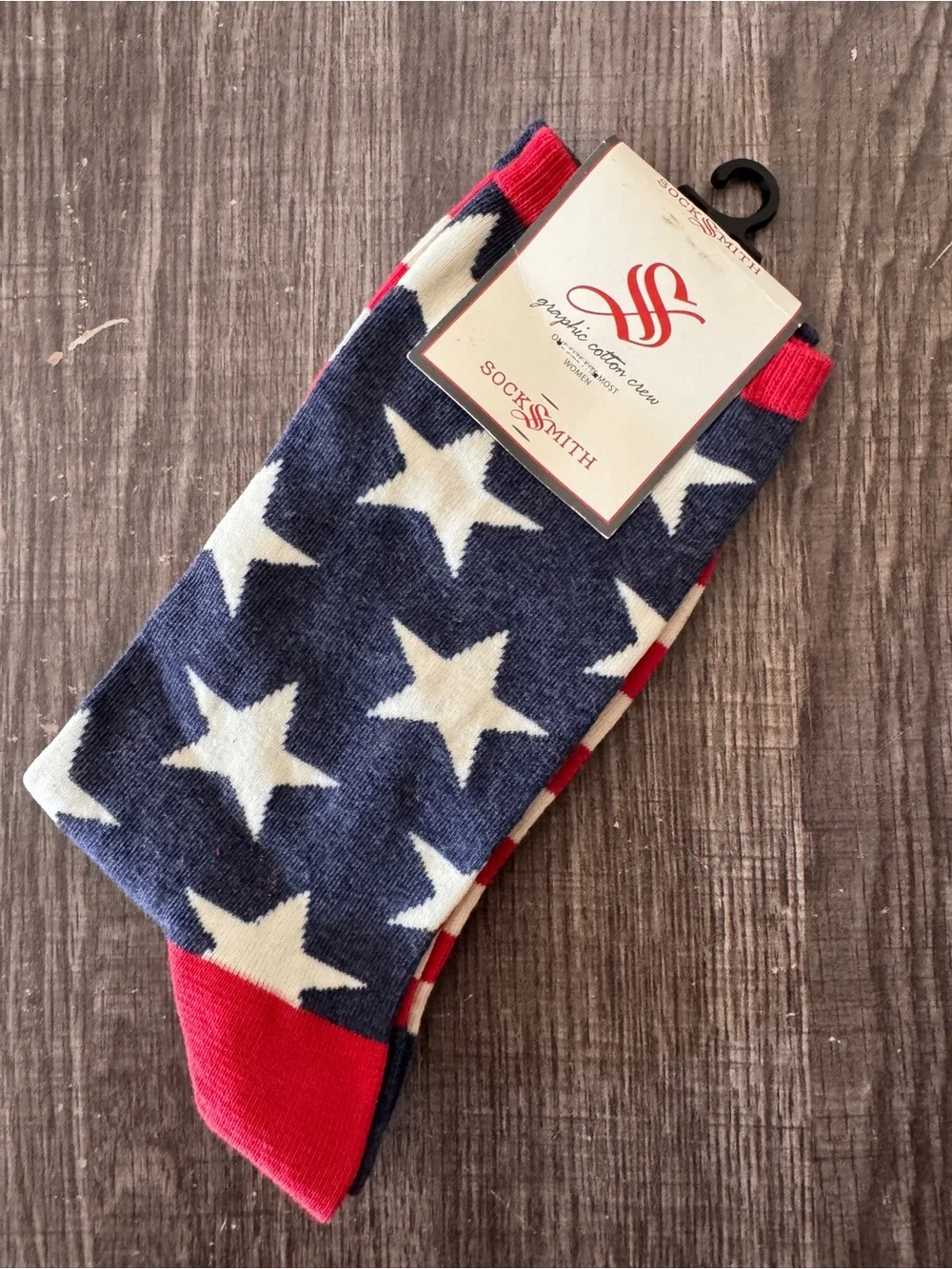Socksmith Womens Stars Stripes Patriotic Crew Socks NWT